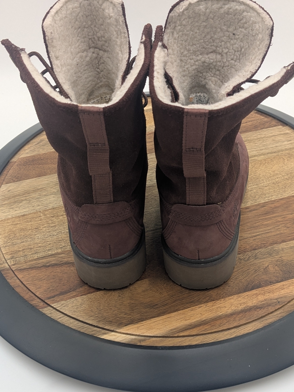 Timberland A1SGJ Women's Size 6 BurgundyNubuck Sherpa Lined Lace Up Winter Boots - Picture 8 of 11